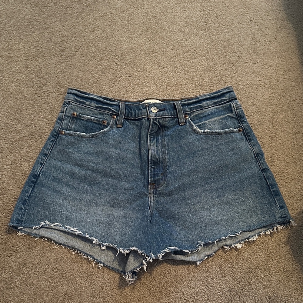 Abercrombie & Fitch Blue Jean Shorts with Frayed Hem
